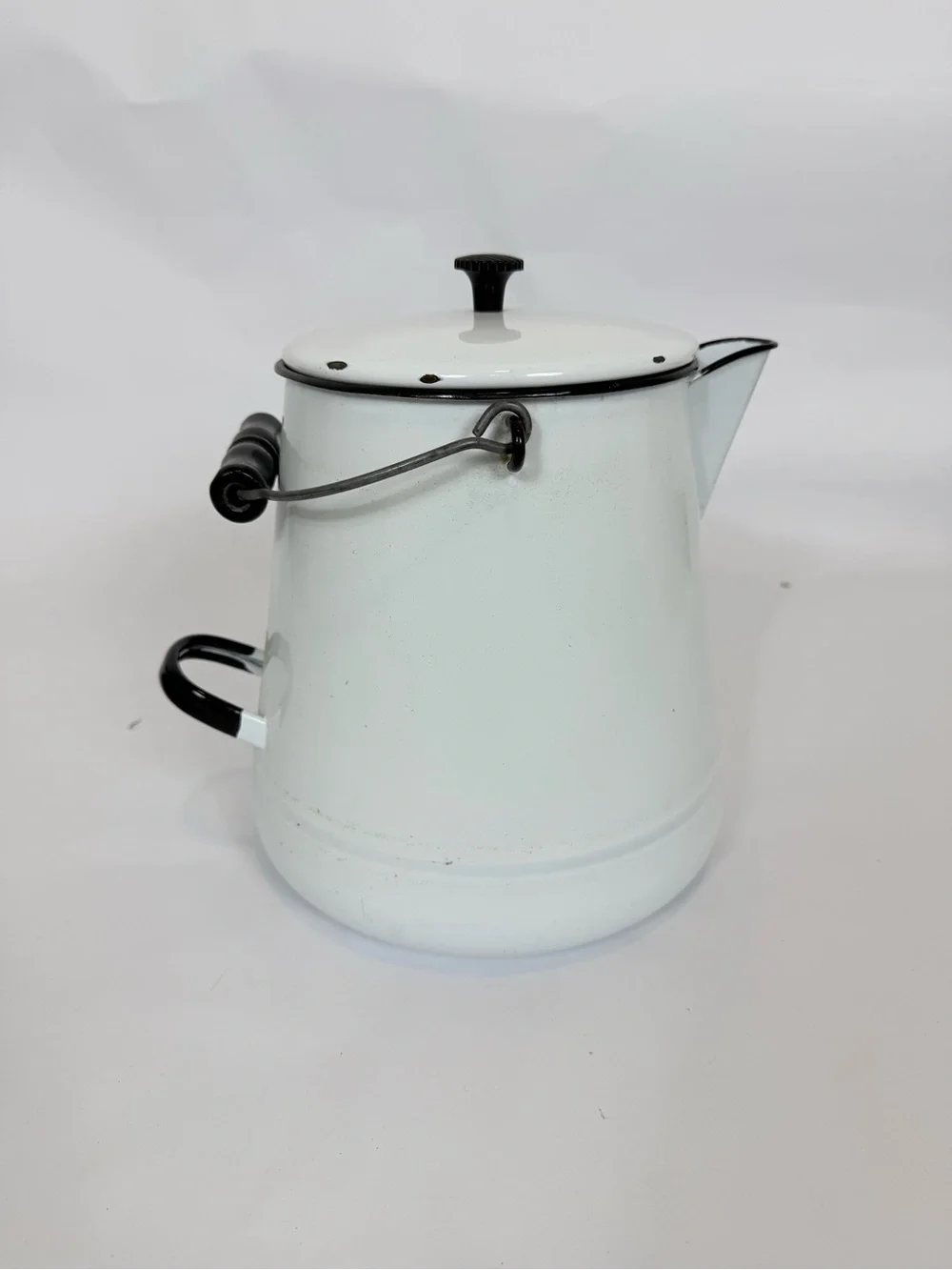 VTG White Enamel Cowboy Kettle/Coffee Pot Lid